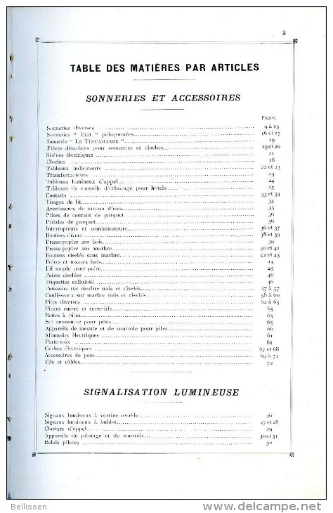 Catalogue Et Tarifs Manufacture D'appareils électriques PERNET Et PERRIN, Paris,1930 Téléphonie, Sonnerie, Signalisation - 1901-1940