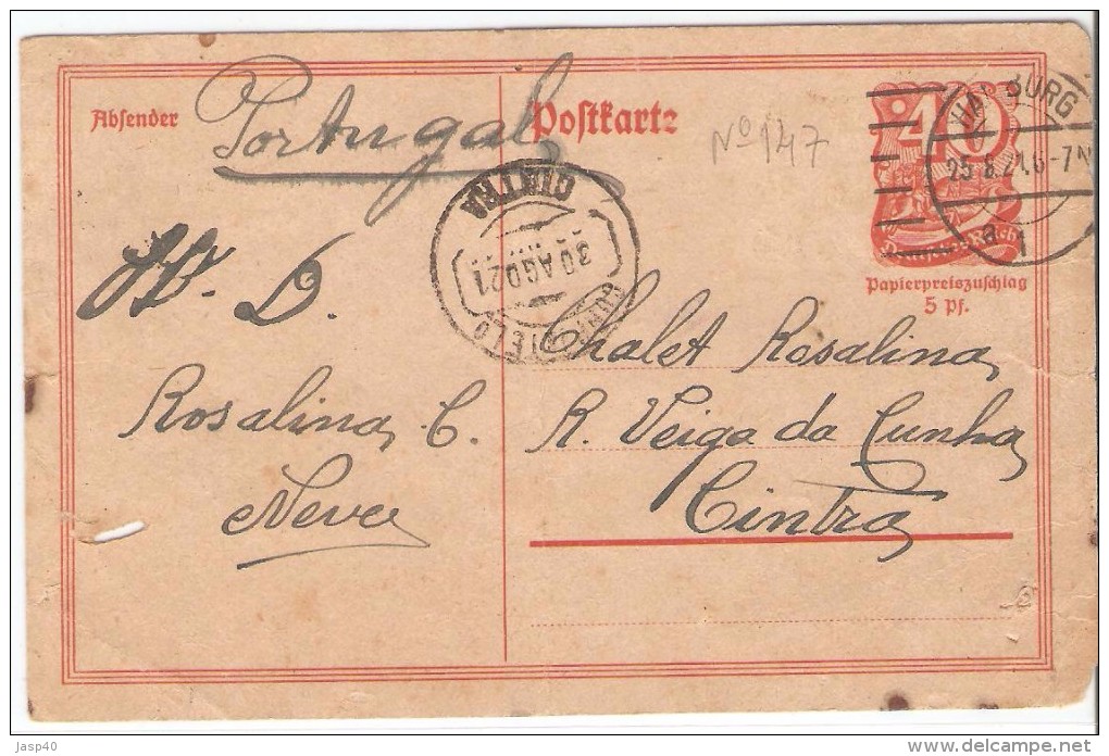 POSTAL CIRCULADO DA ALEMANHA PARA PORTUGAL - Briefe U. Dokumente