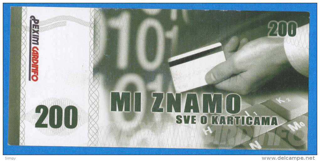 SERBIA 200 Dinara ATM Test Note PEXIM CARDINFO UNC/aUNC - Serbia