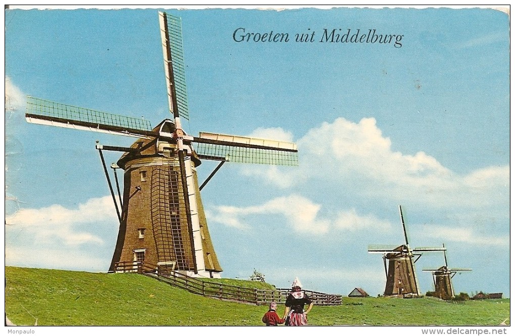 Pays-Bas. CPM. Zuid-Holland. Leidschendam. Moulin à Vent (Molen) (animée, Costume Local) - Leidschendam