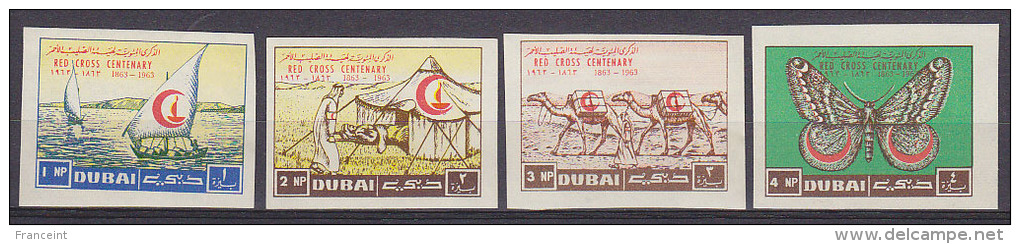 Dubai Red Cross Centenary Set Of 4 Imperforates. Scott 18-21. - Dubai