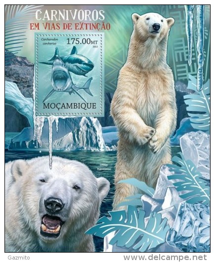 Mozambico 2012, Extint Animals, Sharks, Polar Bears, BF - Faune Arctique