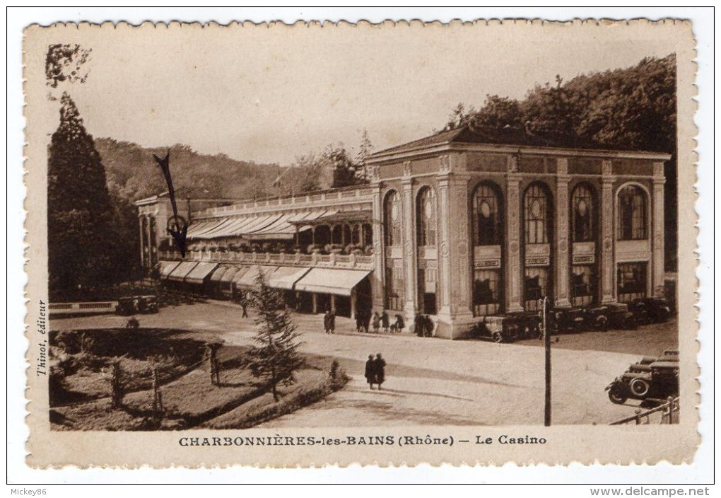 CHARBONNIERES LES BAINS--Le Casino (petite Animation,voitures)  éd Thinot - Charbonniere Les Bains