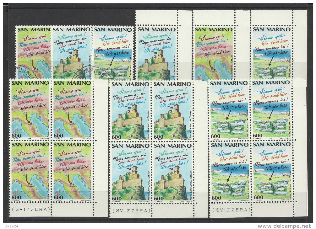 1990 San Marino Saint Marin ANNO DEL TURISMO EUROPEO 6 Serie Di 3v.: 5 MNH** + 1 USATA - Altri & Non Classificati