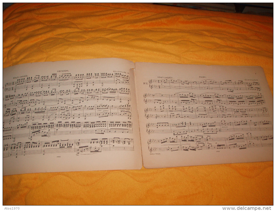 PARTITION ANCIENNE DATE ?. / A MONSIEUR CHR. CAPPELEN. / DEUX PIECES SYMPHONIQUES POUR PIANO A QUATRE MAINS PAR GRIEG... - Partitions Musicales Anciennes