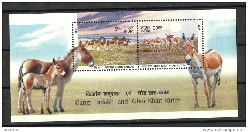 India,  2013,  Wild Ass Of Ladakh And Kutch, Set Of 2, Miniature Sheet,  MNH, (**) - Nuovi