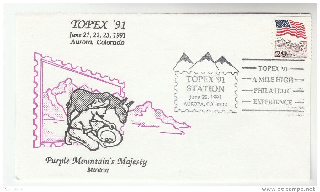 1991 Purple Mountain USA EVENT COVER Illus PANNING FOR GOLD Mining  Stamps Minerals - Minerals