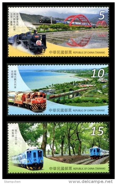 2015 Taiwan Railway Tourism Stamps Train Bridge Ocean Holiday - Other & Unclassified