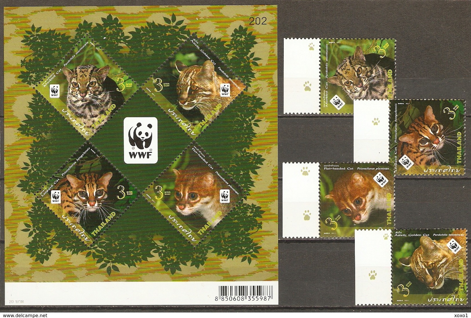 Thailand 2011 MiNr. 3117 - 3120 (Block 267) Animals WWF Cats Of PREY 4v+1 MNH** 5,00 € - Unused Stamps