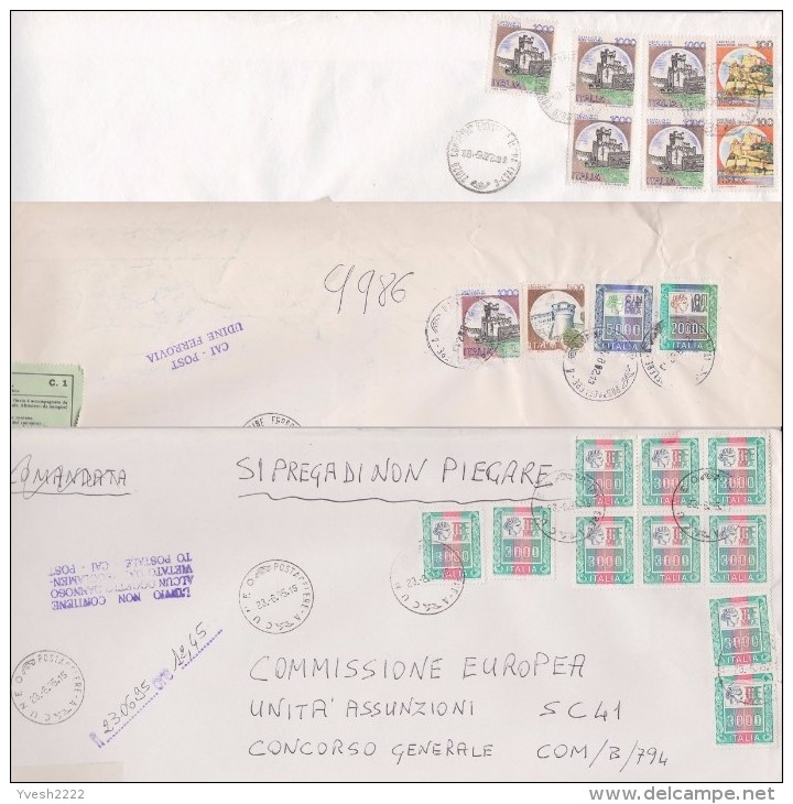 Italie 1992 à 1995. 3 Lettres Grand Format, Affranchies 5200 L, 26500 L Et 30000 L. EMS Sponsor Des Jeux Olympiques - 1991-00: Poststempel