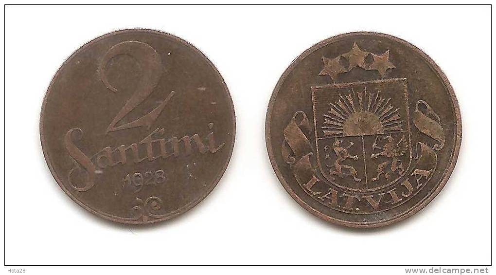 LATVIA  2 SantimI 1928  VF +++ XF - Latvia