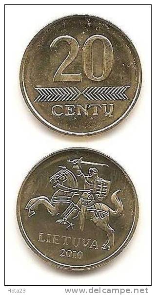 Lithuania - Lietuva  2010 Regular Coin 20 Cent / Cetai  UNC - Lithuania