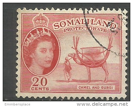 Somaliland Prot. - 1953 QEII Camel & Gurgi 20c Used     Sc 131 - Somaliland (Protectorate ...-1959)