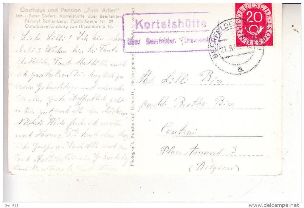 6121 ROTHENBERG - KORTELSHÜTTE, Panorama, Landpoststempel "Kortelshütte über Beerfelden (Odenwald)" - Odenwald