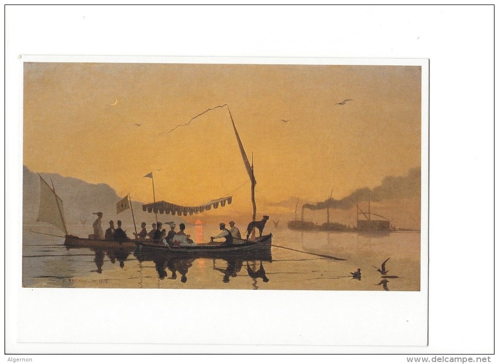 13408 -  François Bocion  Huile Sur Toile La Promenade Au Coucher Du Soleil Barque - Peintures & Tableaux