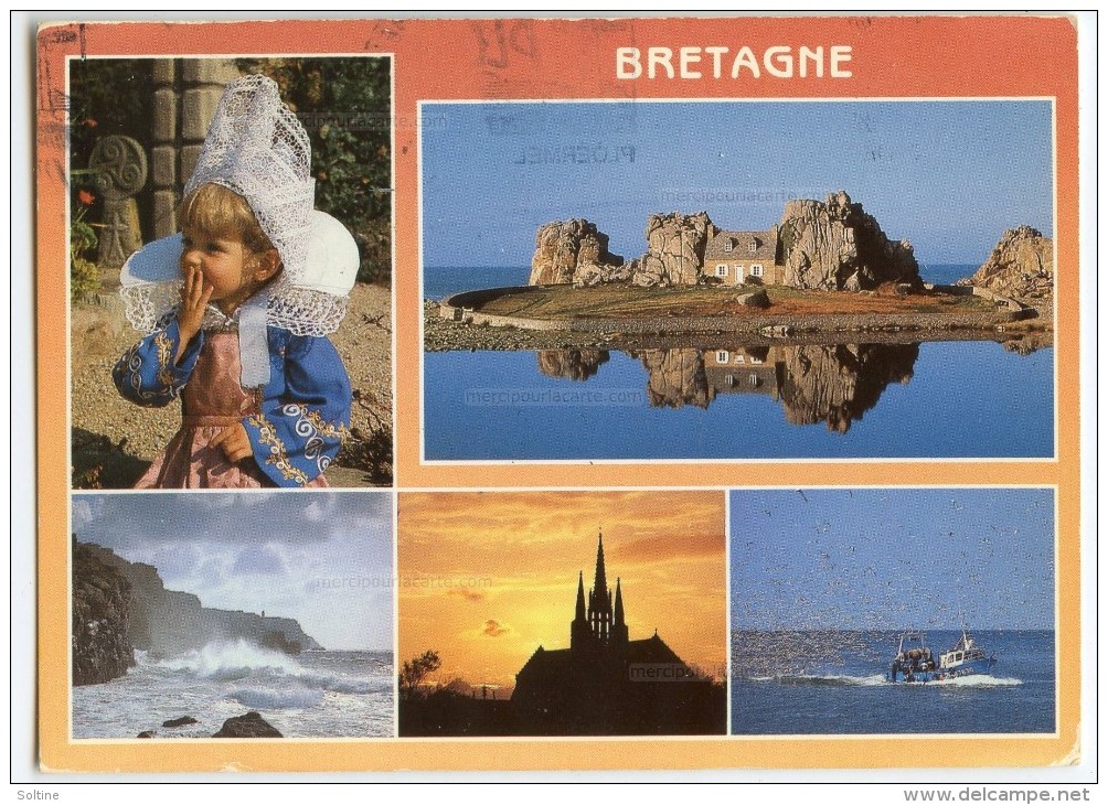 Couleurs De Bretagne - Tradition Et Patrimoine - Multivues - écrite Timbrée 1996 (pour Jeux) - Bretagne