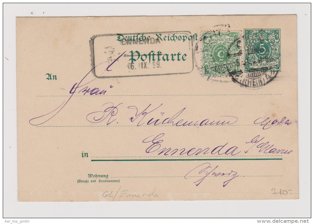 Heimat GL ENNENDA 1899-09-06 Aushilfs-Stempel Auf Korrespondenz Karte Aus Köln - Lettres & Documents