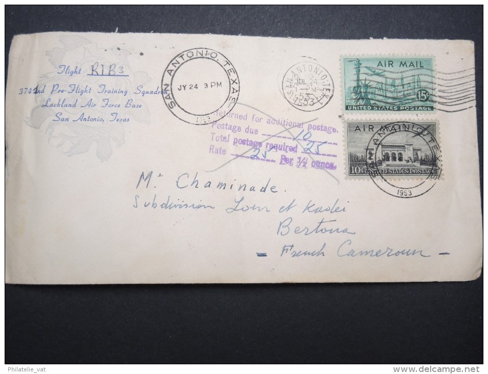 ETATS UNIS - Enveloppe De San Antonio Pour Le Cameroun En 1953 - A Voir Cad Au Dos - A Voir - Lot P13031 - Lettres & Documents