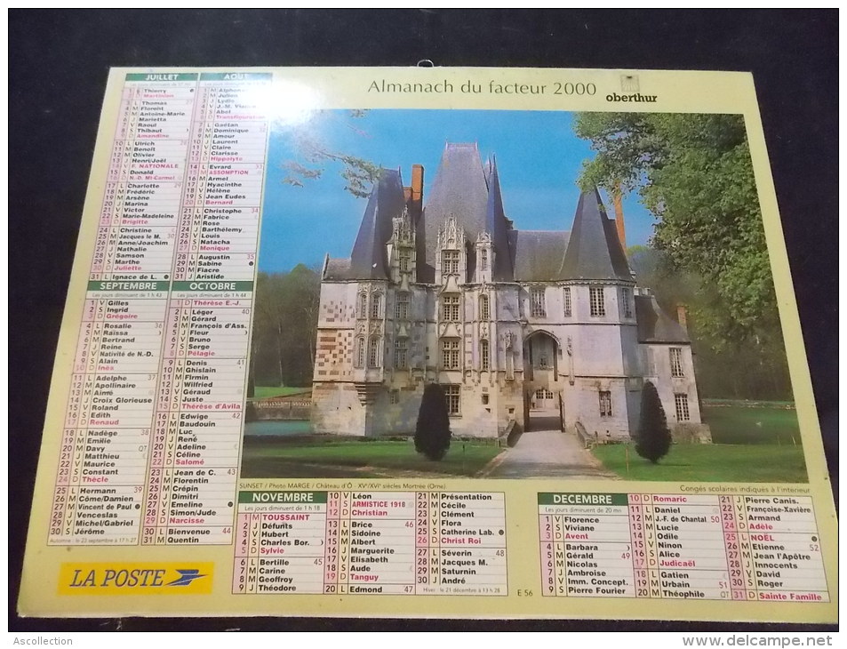 Calendrier Des Postes PTT 2000 Chateau De Bazouges Chateau D O - Grand Format : 1991-00