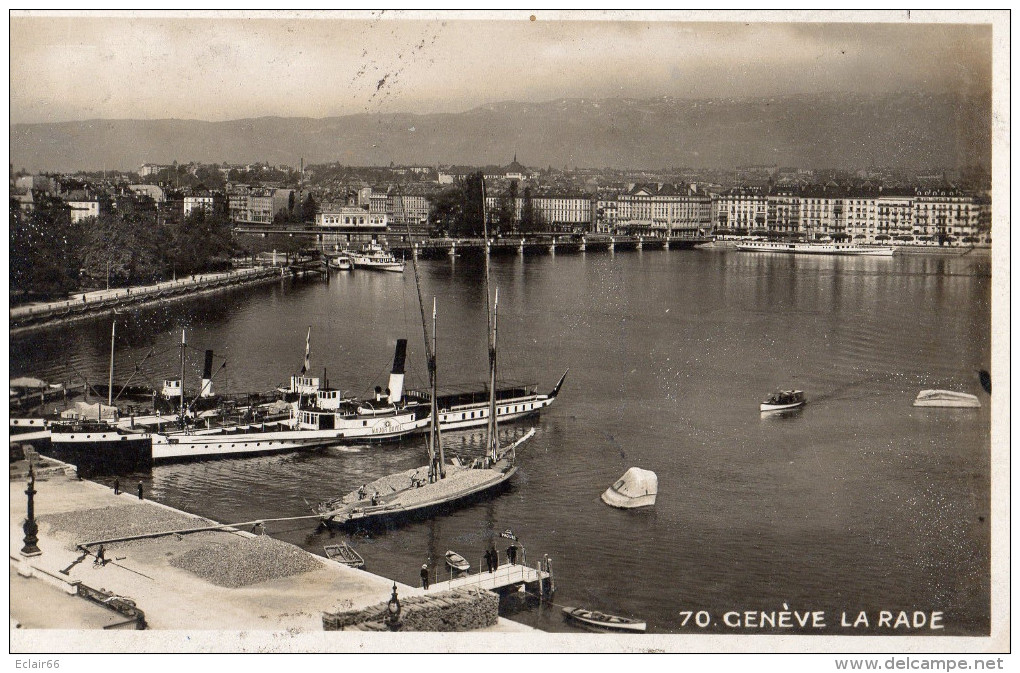 Genéve LA RADE Bateaux Vapeur ,Déchargement D'une Barge De Cailloux  CPA Année 1929    EDIT O SARTORI - Genève