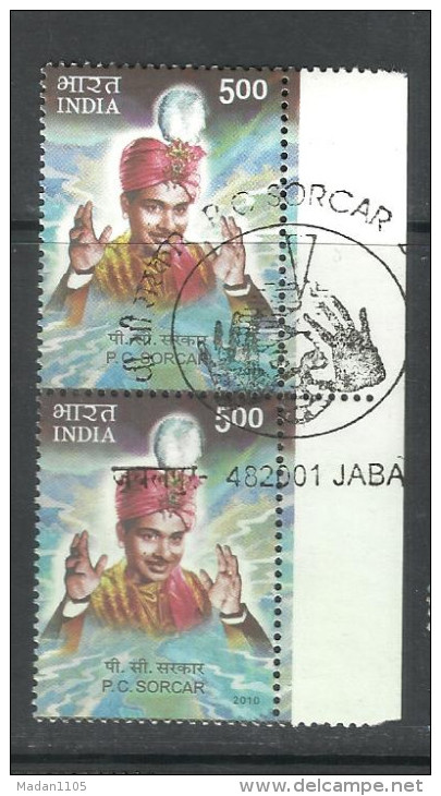 INDIA, 2010, FIRST DAY CANCELLED, PAIR, P C Sorcar, Magician,  Magic, Art, Artist - Used Stamps