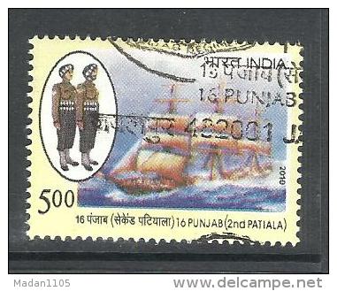 INDIA, 2010, FINE USED, 16th Punjab, (2nd Patiala) Regiment, Defence, Sailing, Ship, - Used Stamps