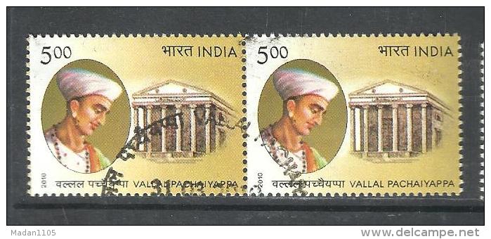 INDIA, 2010, FIRST DAY CANCELLED, PAIR,  Vallal Pachaiyappa, Merchant, Philanthropist, - Used Stamps