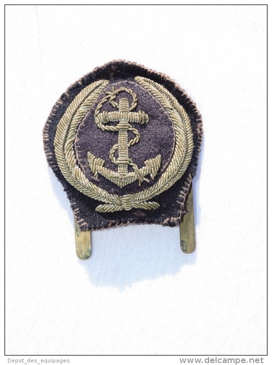 2 ANCIENS INSIGNES CASQUETTE MARINE NATIONALE OFFICIER MARINIER 39.45 - Casques & Coiffures