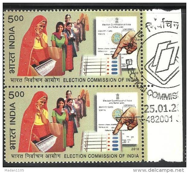 INDIA, 2010, FIRST DAY CANCELLED, PAIR,  Election Commission Of India,  Voting Machine, Technology, Culture, - Used Stamps