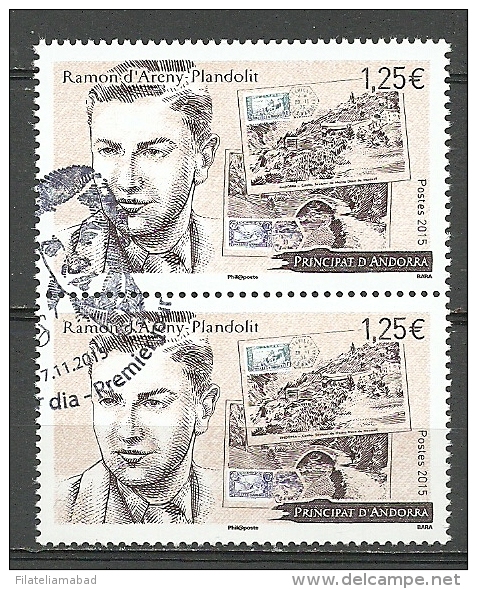 EUROPA- ANDORRA CORREO FRANCES 2 SELLOS DEL 2015 * MATASELLOS DE PRIMER DIA (C.H.C11.15) - Used Stamps