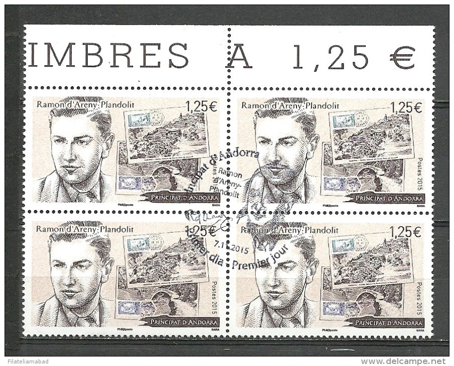 EUROPA- ANDORRA CORREO FRANCES 4 SELLOS DEL 2015 * MATASELLOS DE PRIMER DIA (C.H.C11.15) - Gebraucht