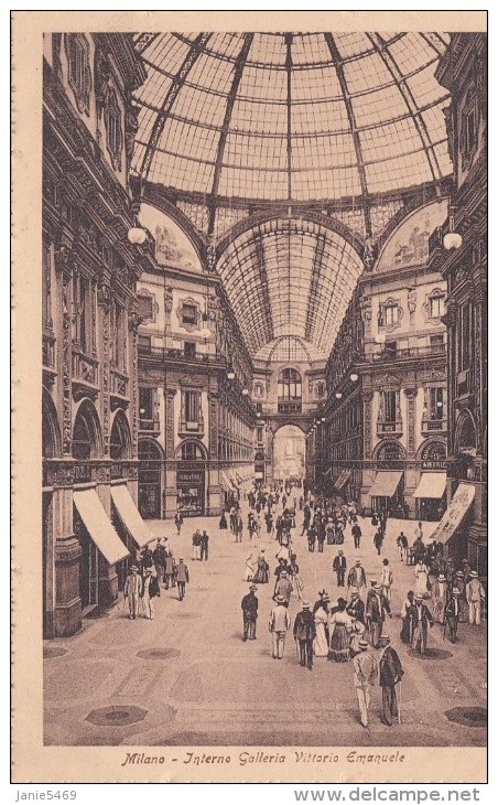 Italy Unused Postcard Milano Interno Galleria Vittorio Emanuele - World