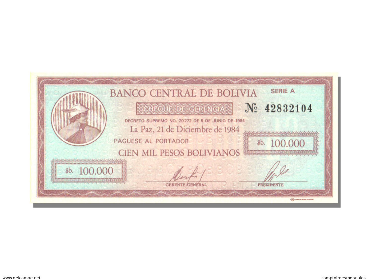 Bolivie, 10,000 Pesos Bolivianos, 1984-06-05, NEUF - Bolivie