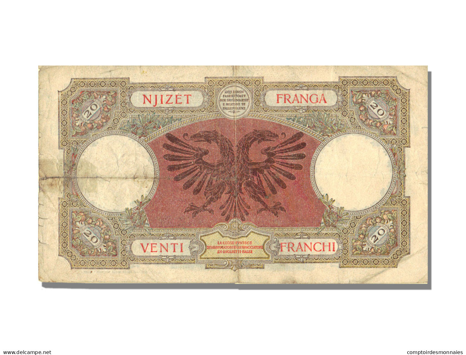 Billet, Albania, 20 Franga, KM:7, TB+ - Albanien