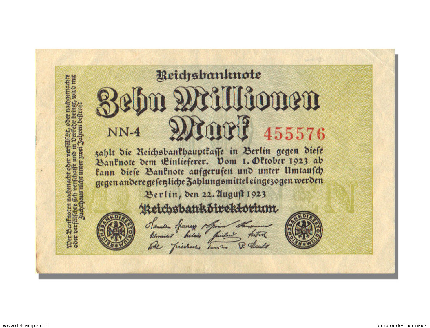 Billet, Allemagne, 10 Millionen Mark, 1923, 1923-08-22, KM:106c, SPL - Administration De La Dette