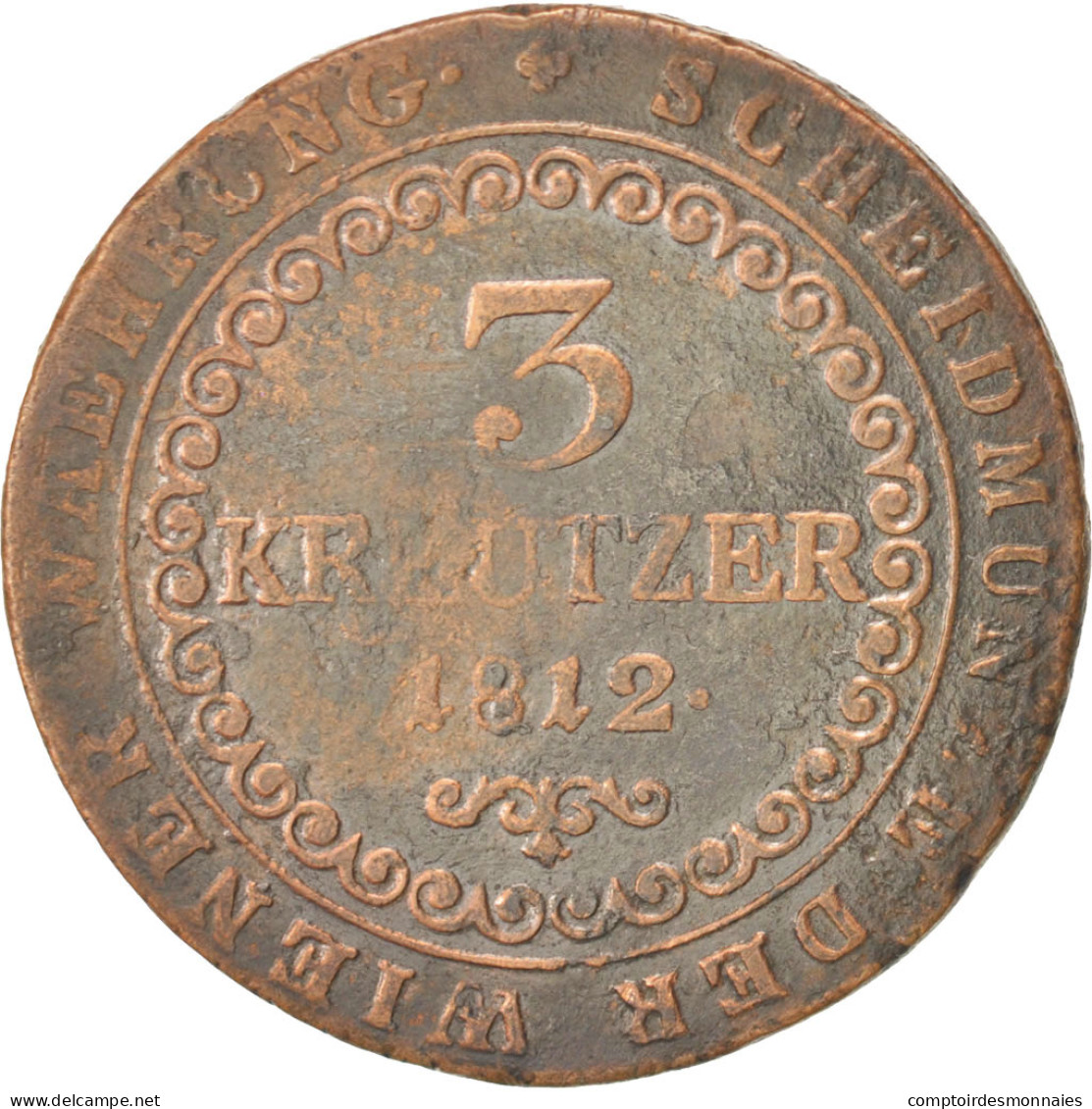 Monnaie, Autriche, Franz II (I), 3 Kreuzer, 1812, Schmollnitz, TB+, Cuivre - Autriche