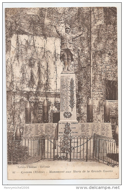 69 - Rhone - Cours Monument Aux Morts De La Grande Guerre 1929 - Cours-la-Ville