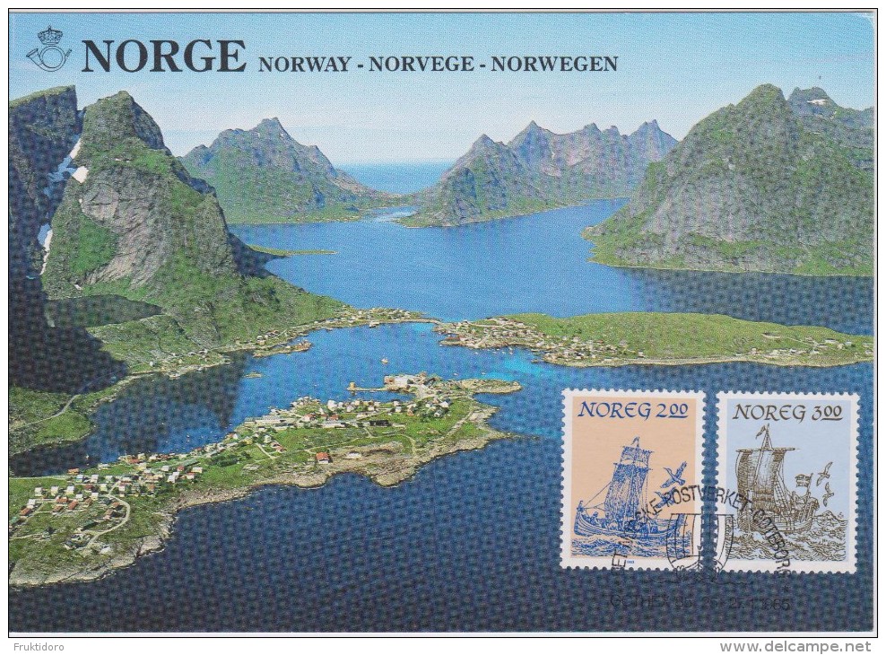 Norway Exhibition Cards 1985 Gothex 85 (Gothemburg) - Frimerkets Dag With Mi 891-892 Ships - Reine (Lofoten) - Collections