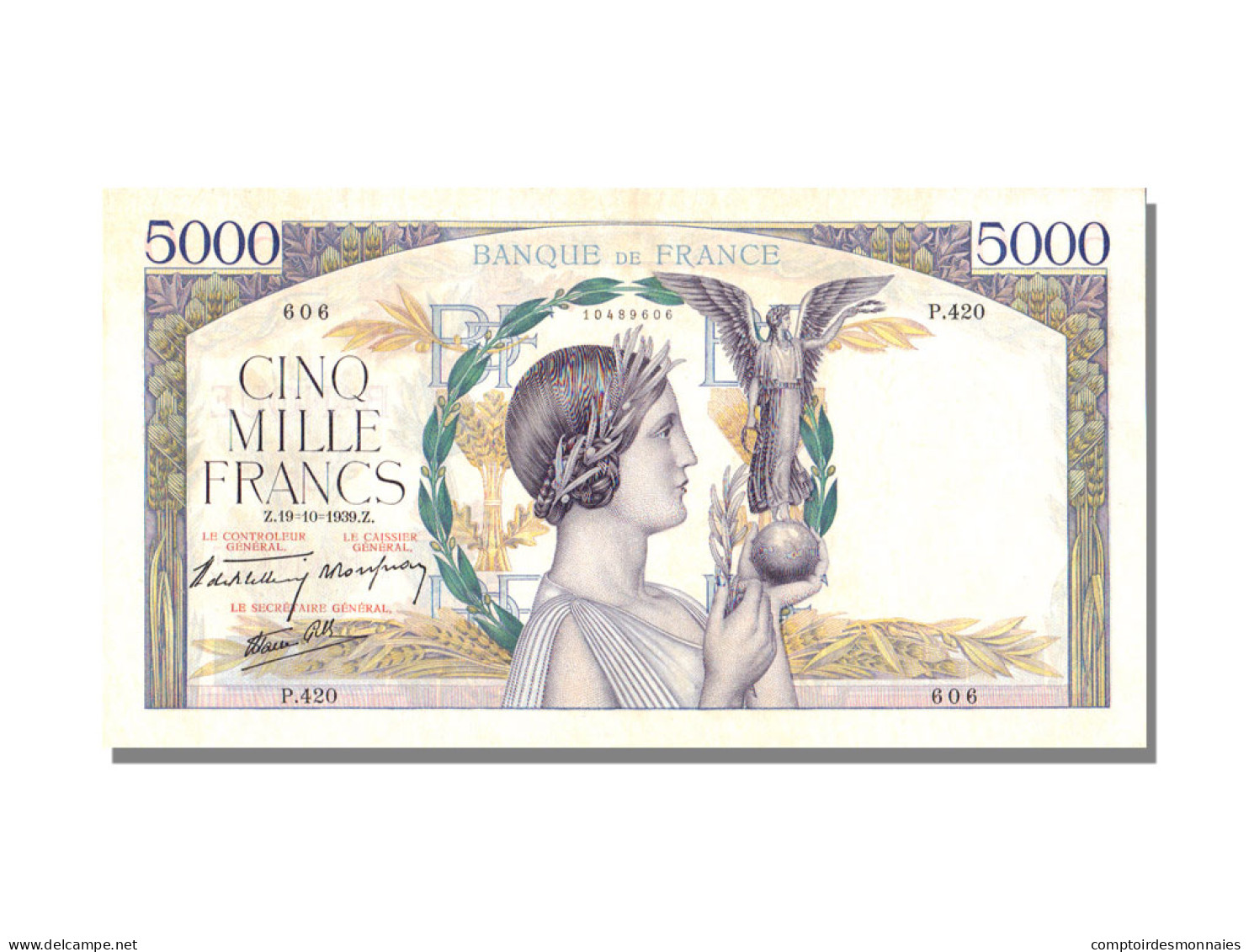 Billet, France, 5000 Francs, 5 000 F 1934-1944 ''Victoire'', 1939, 1939-10-19 - 5 000 F 1934-1944 ''Victoire''