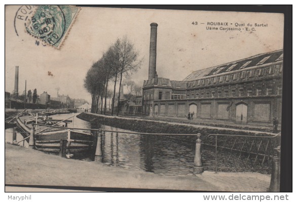 LOT 295 - ROUBAIX   - QUAI DU SARTEL (péniches) Usine Carissimo - Roubaix