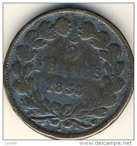 FAUX # LOUIS PHILIPPE I LAURE # 5 FRANCS # 1835 # W # LAITON ARGENTE # DIAM 36 MM # 18 GR # - Variétés Et Curiosités