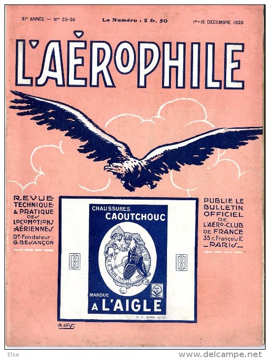 AVIATION  L AEROPHILE 1923 N° 23 - 24    PAGES 353 à 384  -  TRES BON ETAT DE CONSERVATION - Flugzeuge