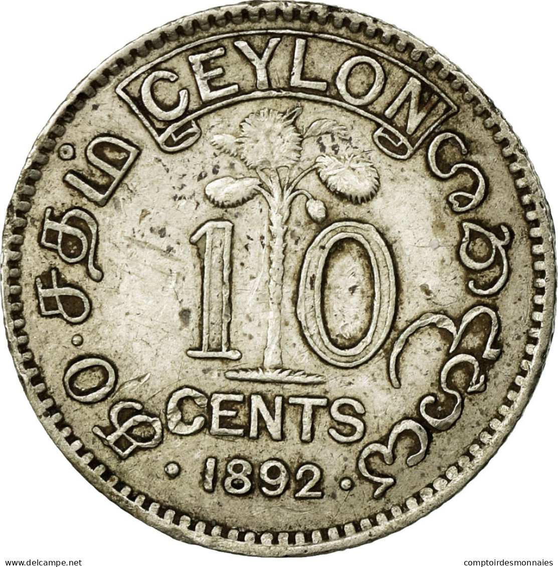 Monnaie, Ceylon, Victoria, 10 Cents, 1892, TTB, Argent, KM:94 - Sri Lanka