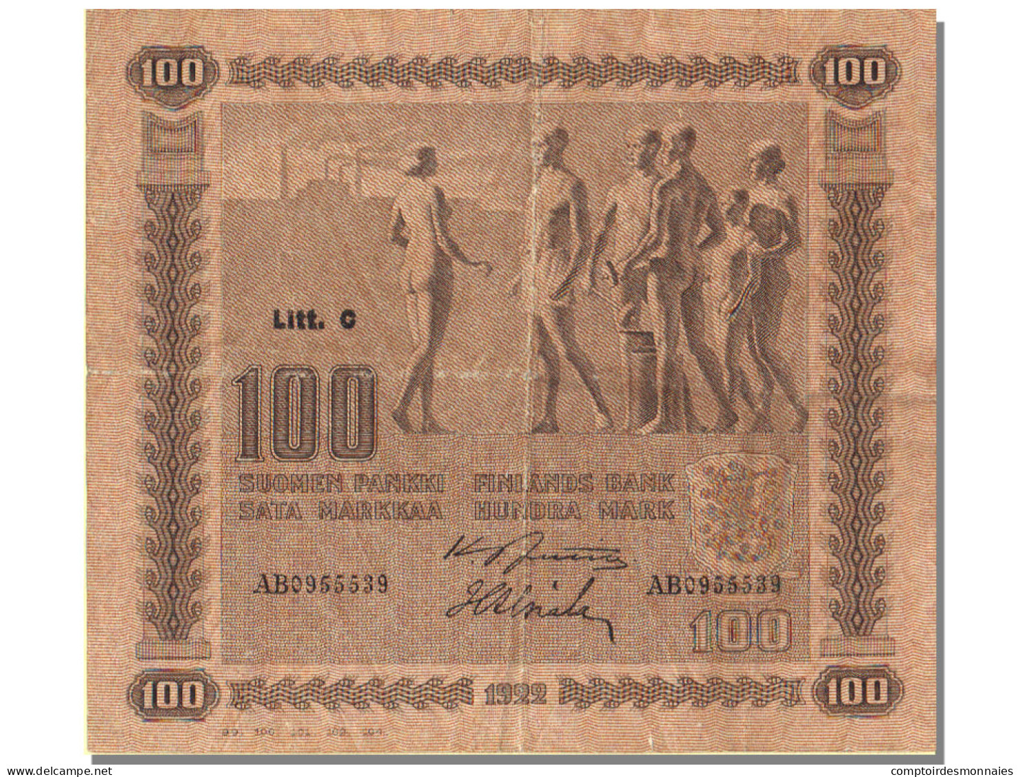 Billet, Finlande, 100 Markkaa, 1922, KM:65a, SUP - Finland