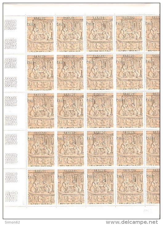 FRANCE   FEUILLE COMPLETE  DE 25 TIMBRES N° 2053  NEUF ** MNH DE 1979 - Full Sheets