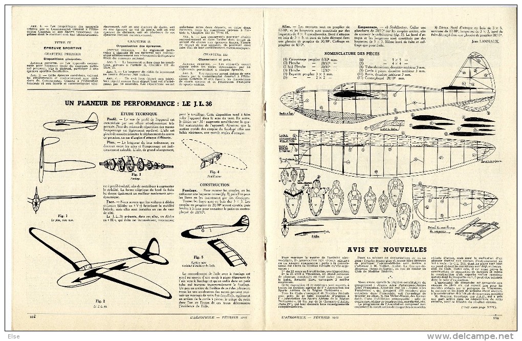 AVIATION  L AEROPHILE 1942  N° 2    PAGES 106  à 124  +  10 PAGES PUBLICITAIRE   TRES BON ETAT DE CONSERVATION - Avión