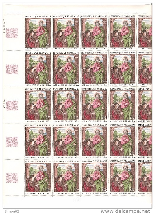 FRANCE   FEUILLE COMPLETE  DE 25 TIMBRES N° 1732  NEUF ** MNH DE 1972 - Volledige Vellen