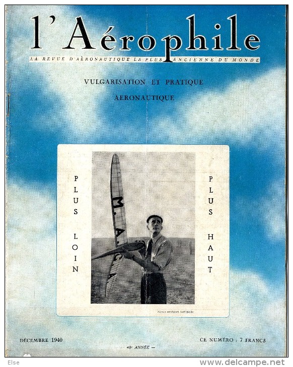 AVIATION  L AEROPHILE 1940  N° 12    PAGES 193  à  215      BON ETAT DE CONSERVATION - AeroAirplanes