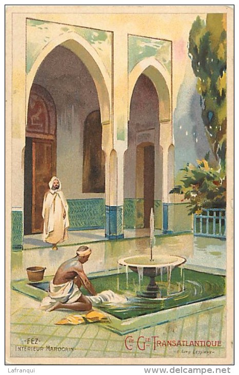 Ref K773- Dessin Illustrateur Lessieux - Fez -maroc -interieur Marocain -cie Gle Transatlantique - Carte Bon Etat - - Lessieux