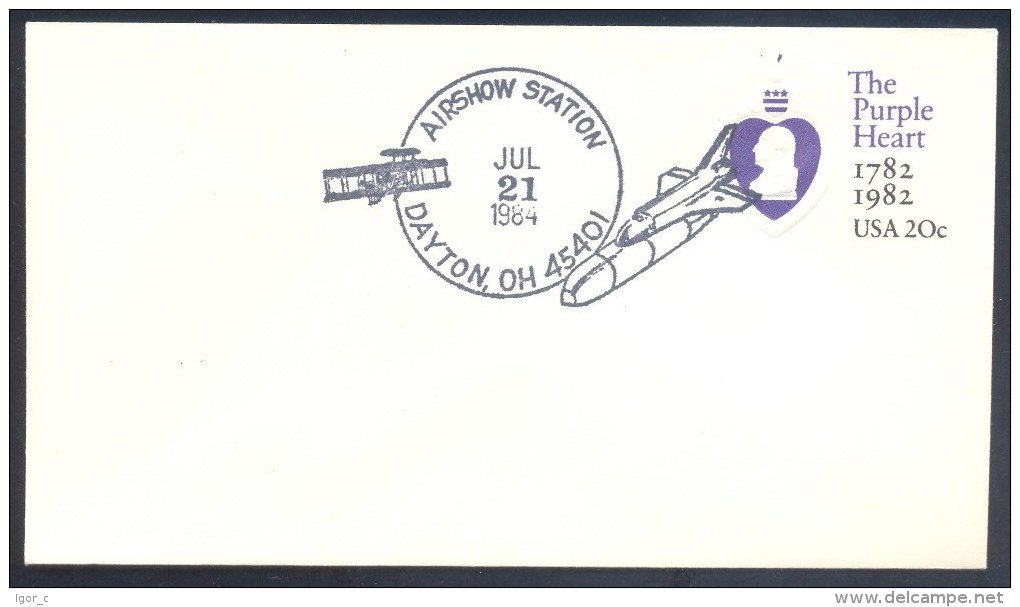 USA 1984 Postal Stationery Cover: Space Weltraum Espace:Airshow Dayton; Brother Wright Airplane; Space Shuttle - Etats-Unis